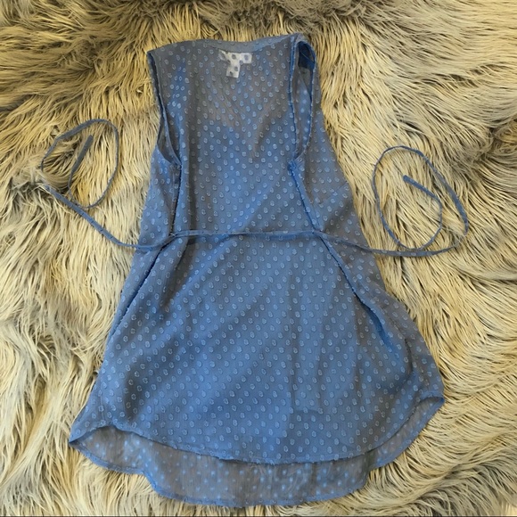 Motherhood Maternity Sheer Textured Blue Sleeveless Babydoll Henley, Size S - Picture 3 of 5